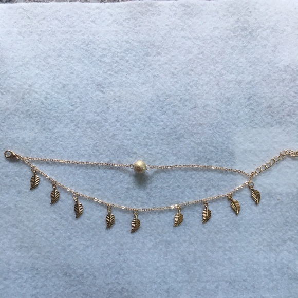 Leaf Gold Toned Boho Anklet - Picture 3 of 5